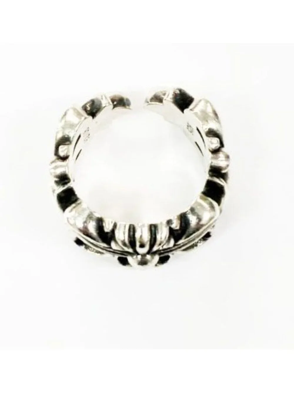Chrome Hearts Dbl Flrl Crs Double Floral Cross Ring Silver